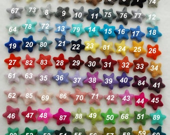 Estrellas de fieltro 100 % lana - Estrellas de fieltro - 3,5 cm - Elige y combina entre 90 colores