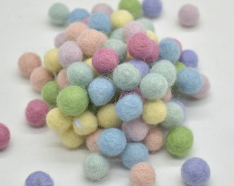 100% Wool Felt Balls - 1cm - 100 Count - Felt Balls - Assorted Confetti Mix