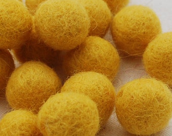 2cm Felt Balls - Mustard Yellow - Choose either 20 or 100 felt balls
