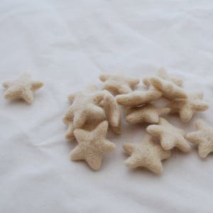 100% Wool Felt Stars - 10 Felted Stars - Champagne - approx 3cm