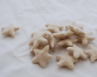 100% Wool Felt Stars - 10 Felted Stars - Champagne - approx 3cm