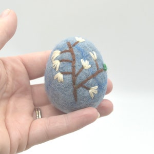 100% Wool Felt Easter Eggs 6 Count Blue Shades Flowers 5cm X 4.5cm image 5