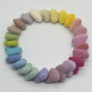 100% Wool Felt Heart - 25 Count - Approx 3cm - Assorted Light, Pale & Pastel Colours