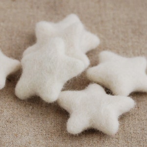 100% Wool Felt Stars - 10 Count - Ivory White