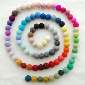 90 Assorted Felt Balls | 1.5cm 100% Wool Pom Poms | Mixed Colour Felted Beads for DIY Garlands, Mobiles & Crafts