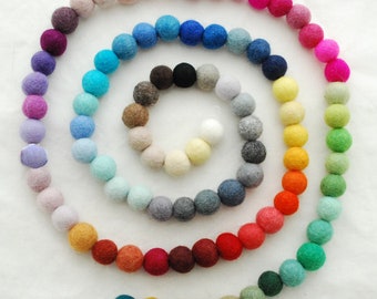 100% Wool Felt Balls - 2.5cm - 90 Count - Assorted Colours