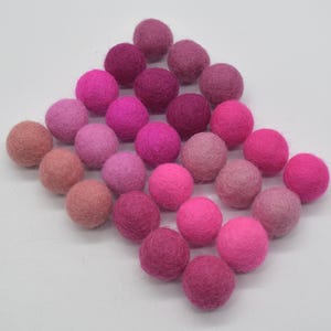 2cm Felt Balls - Pink Shades - Choose either 20 or 100 felt balls