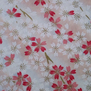 Grande feuille de papier origami japonais Yuzen Washi Chiyogami, grande feuille - Fleur de cerisier rose - 630 mm x 945 mm - fabrication de cartes, créations manuelles et bricolage