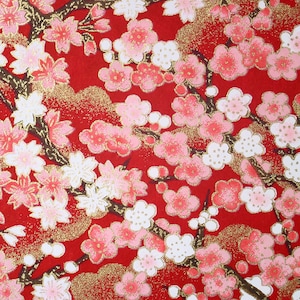Japans beste Yuzen Washi Chiyogami-origamipapier, groot vel - roze pruimbloemen - 630 mm x 945 mm - Kaarten maken, knutselen en doe-het-zelf