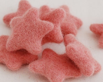 100% Wool Felt Stars - 10 Count - Dusty Rose Pink