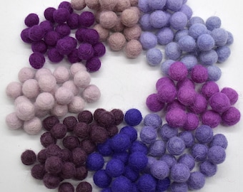 1 cm Handgefertigte Wollfilz Pom-Poms - Lilatöne