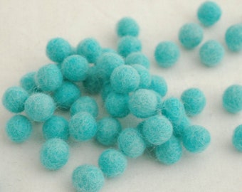 1cm Felt Balls - Light Turquoise Blue - Choose either 50 or 100 felt balls