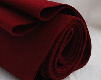 100% Pure Wool Felt Fabric - 1mm Thick - Made in Western Europe - Wine Red
