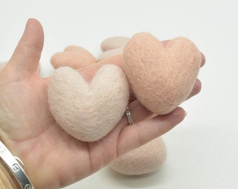 100% Wool Felt Heart - 16 Count - 5cm - Pink Mix