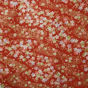 Carta da origami giapponese Yuzen Washi Chiyogami di alta qualità, foglio grande - Rosso vino - Fiore di ciliegio - 630 mm x 945 mm - Creazione di biglietti, artigianato e fai da te