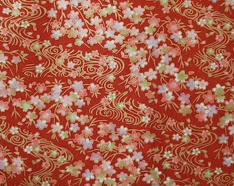 Japanese Yuzen Washi Paper: Wine Red Cherry Blossom Origami Sheet