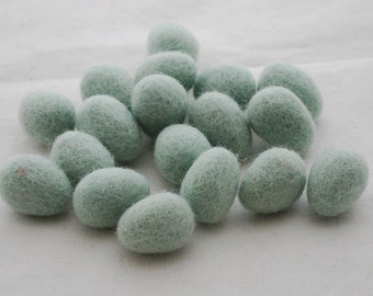 100% Wool Felt Raindrops / felt eggs - 10 Count - approx 25mm x 28mm - Powder Blue