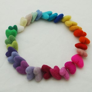 Assorted 100% Wool Felt Heart 30 Count Approx 3cm image 1