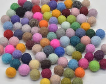 1.5cm / 15mm - 100% Wool Felt Balls - 100 Count - Assorted Colors