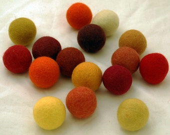 4cm Felt Balls - 16 Count - Red, Yellow Orange Colors