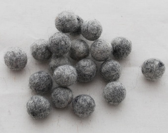1.5cm Felt Balls - Light Grey Mix - Choose either 25 or 100 felt balls