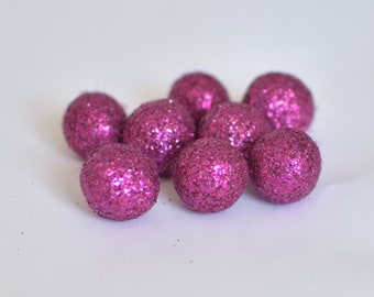 1.6cm Light Pink 1.7cm 12 Count Glitter Felt Balls