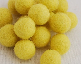 1.5cm Felt Balls - Yellow - Choose either 25 or 100 felt balls