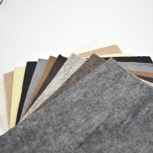 Handmade Wool Felt Fabric: 10 Neutral Color Sheets (30cm Squares)
