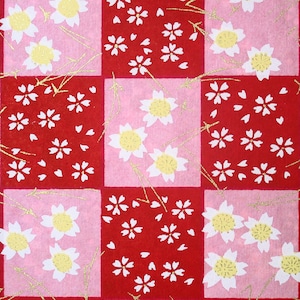 Grande feuille de papier origami japonais Yuzen Washi Chiyogami, grande feuille - Fleur de cerisier Sakura - 630 mm x 945 mm - fabrication de cartes, créations manuelles et bricolage