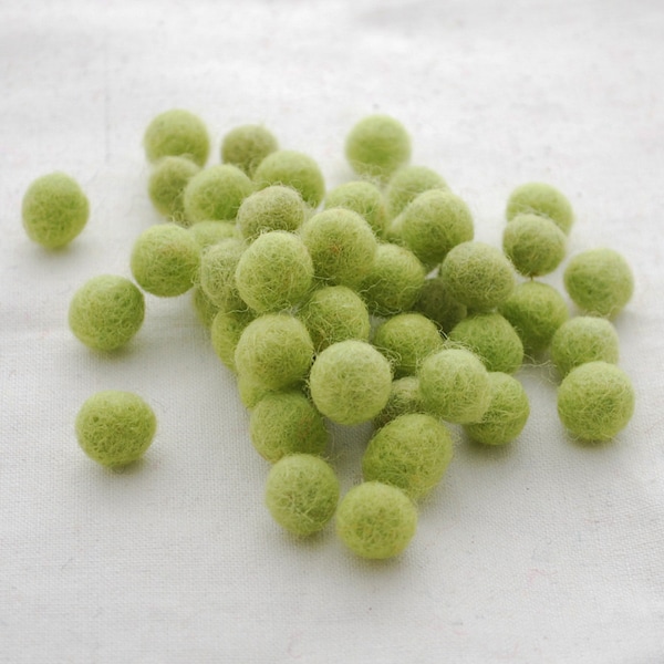 1cm Felt Balls - Yellow Green - Choose either 50 or 100 felt balls