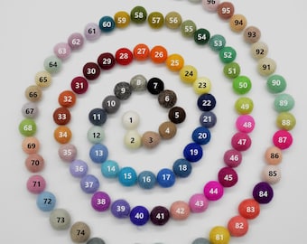 2cm - 100% Wool Felt Balls - 30 Count - Pick and Mix - 101 Colours to Choose
