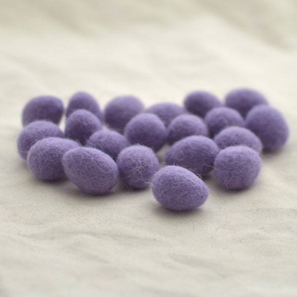 100% Wool Felt Raindrops / felt eggs - 10 Count - approx 25mm x 28mm - Lavender