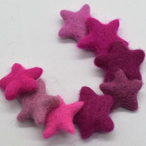 Filzsterne - 10 Count - Rosa Farben - 100% Wolle - 3 cm - 3.5 cm