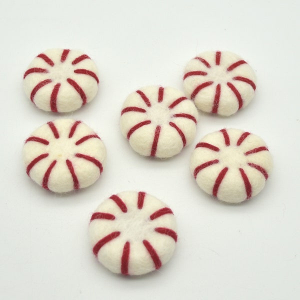 Felt Peppermint Candy / Taffy Sweets - 10 Count - approx 3.5cm x 1.4cm
