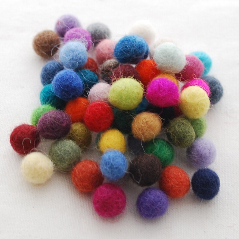1cm 100 Wool Felt Balls 60 Count Assorted Colors Etsy