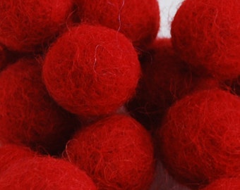 2cm Felt Balls - Red - Choose either 20 or 100 felt balls