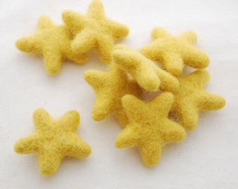 100% Wool Felt Stars - 10 Count - Mustard Yellow