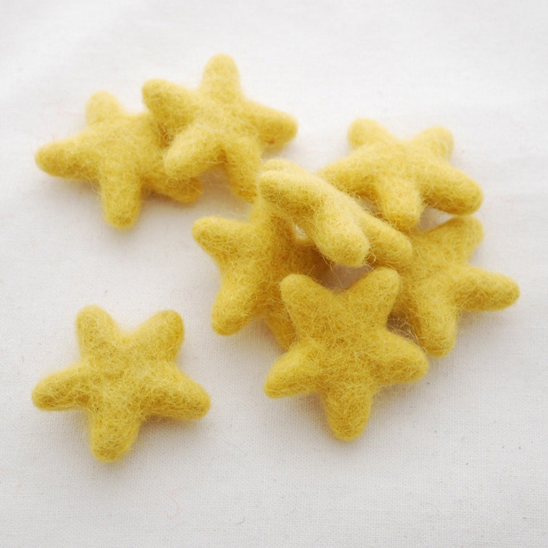 100% Wool Felt Stars 10 Count Mustard Yellow image 1