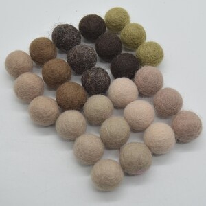 2cm Felt Balls - Brown Shades - Choose either 20 or 100 felt balls