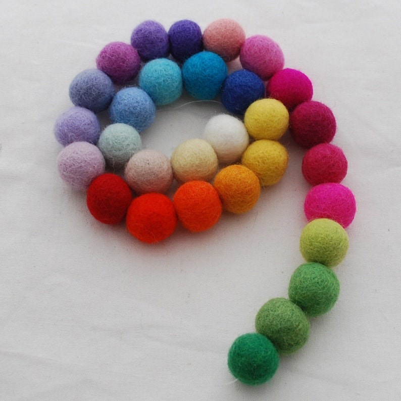 100 Wool Felt Balls 30 Count 2cm Assorted Light and Etsy