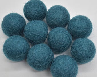 10 pompones de fieltro - 3 cm - Verde azulado