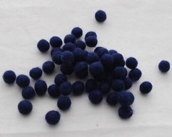 1cm Felt Balls - Navy Blue - Choose either 50 or 100 felt balls