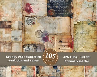 Pagine del diario Grunge Junk: carta per collage industriale (download digitale)