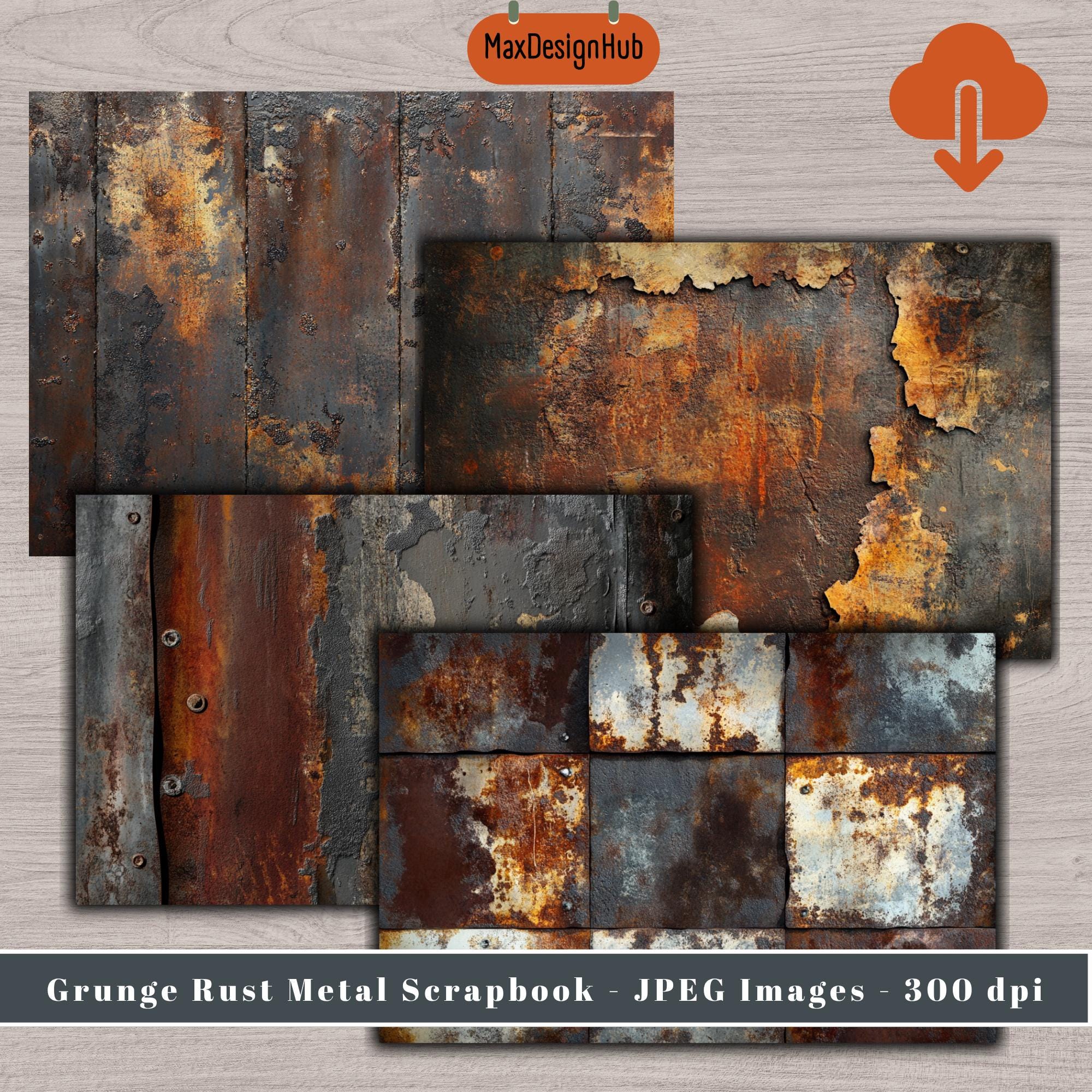 Rust Metal Scrapbook Paper: Grunge Texture Collage Sheets (digital ...