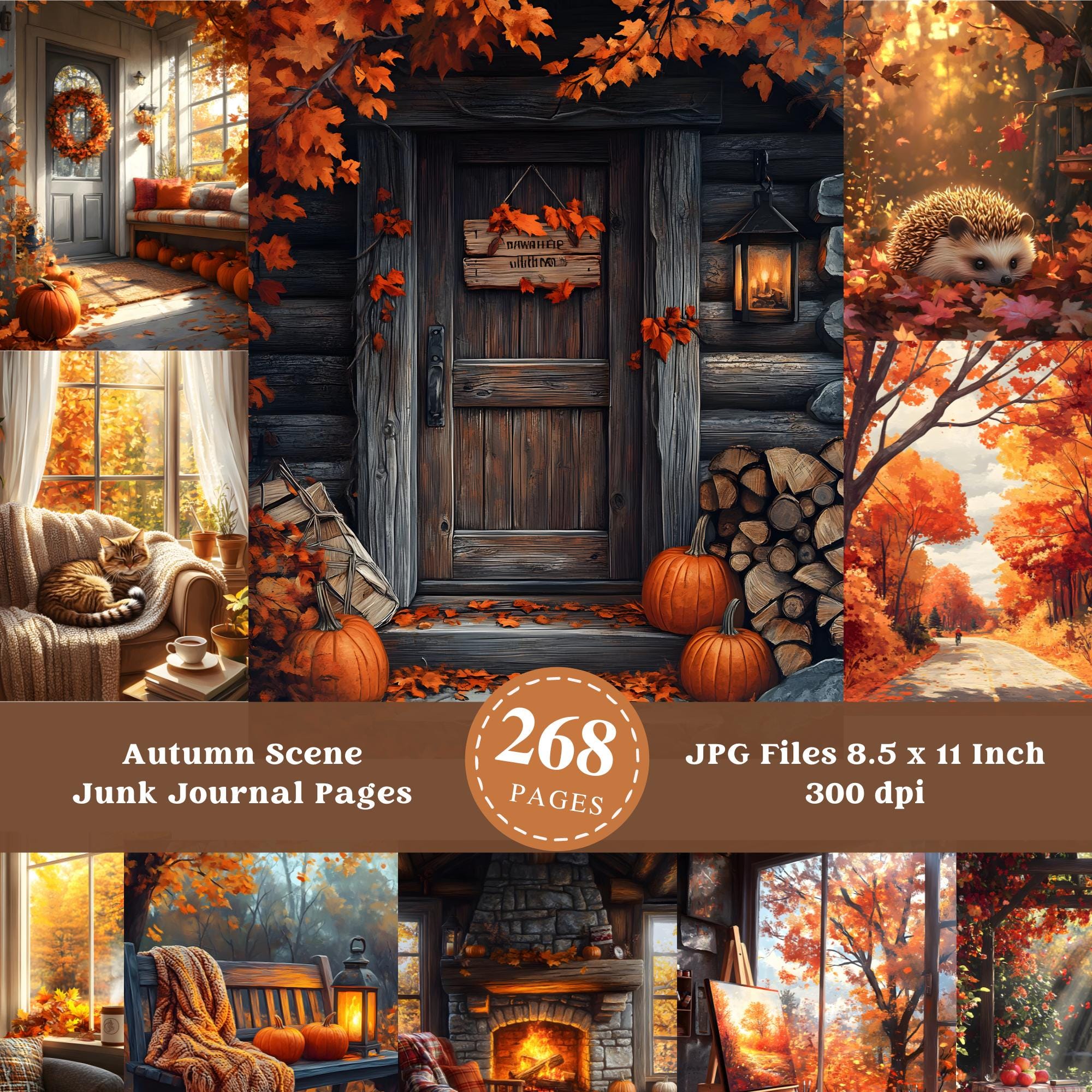 junkjournal【Herbst】 Autumn Scene Junk Journal Pages: Fall Ephemera (268 JPG Digital