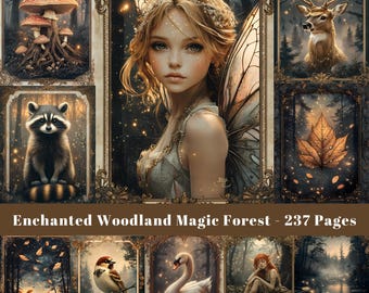 Enchanted Forest Junk Journal-pagina's: Magic Woodland-ephemera (digitale download)