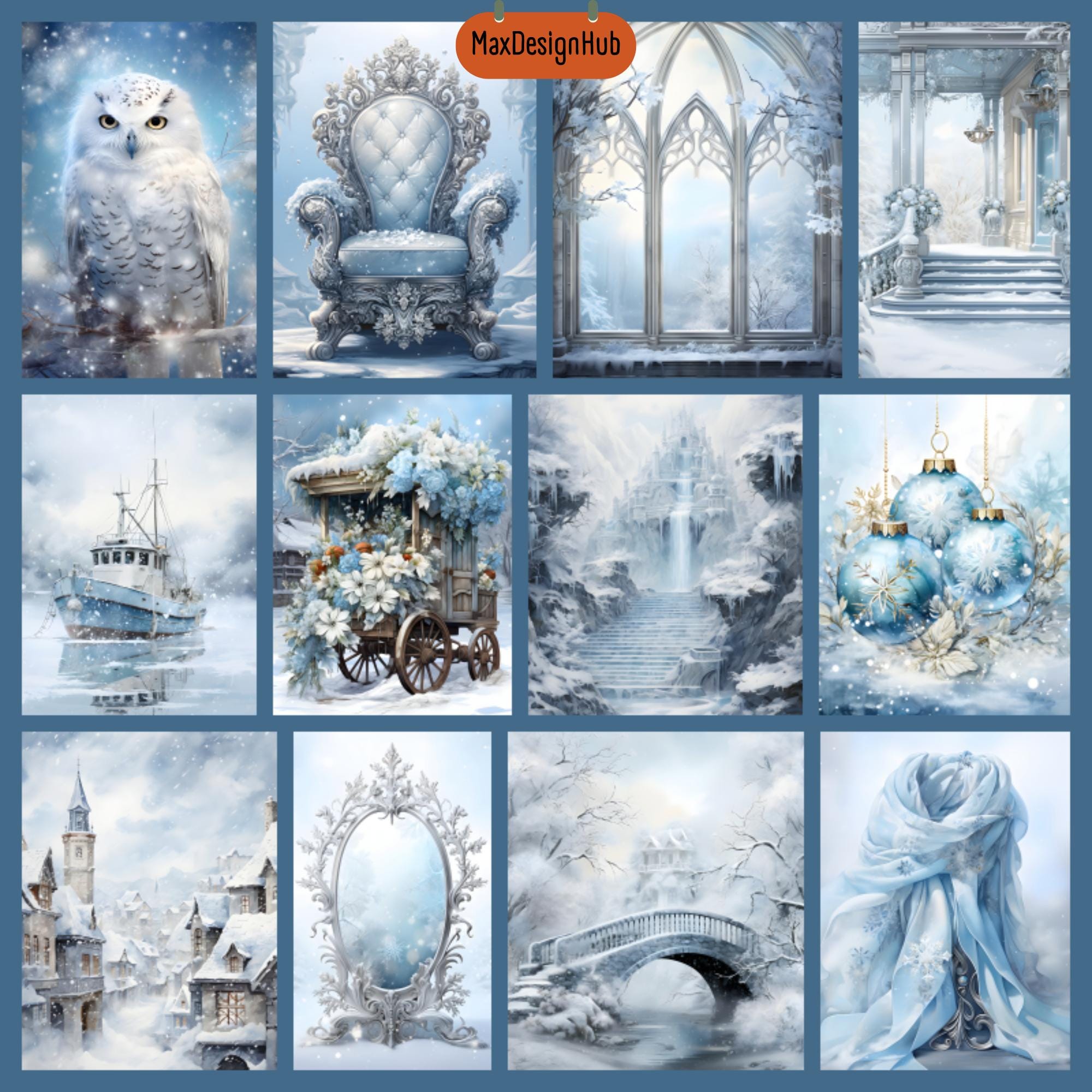 Shabby Chic Winter Junk Journal Pages: Snow, Cozy Graphics (digital ...
