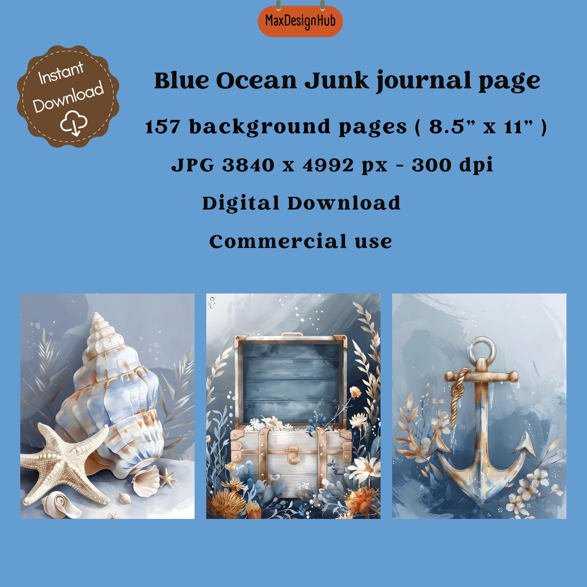 Blue Ocean Junk Journal Kit: Seaside Ephemera (digital Download) - Etsy