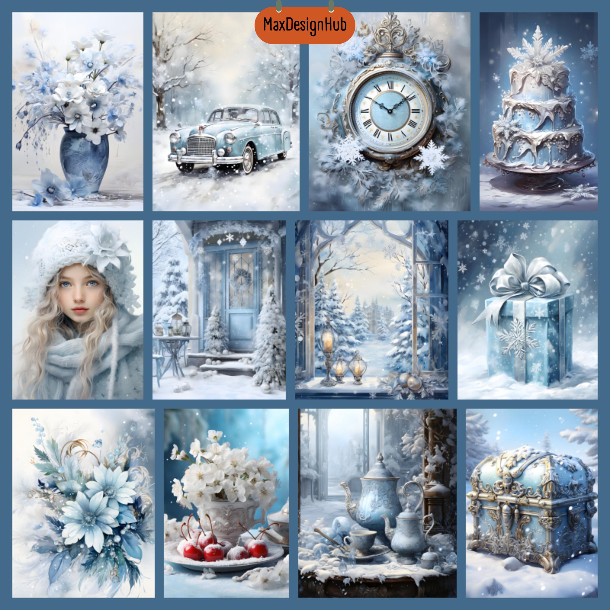 Shabby Chic Winter Junk Journal Pages: Snow, Cozy Graphics (digital ...