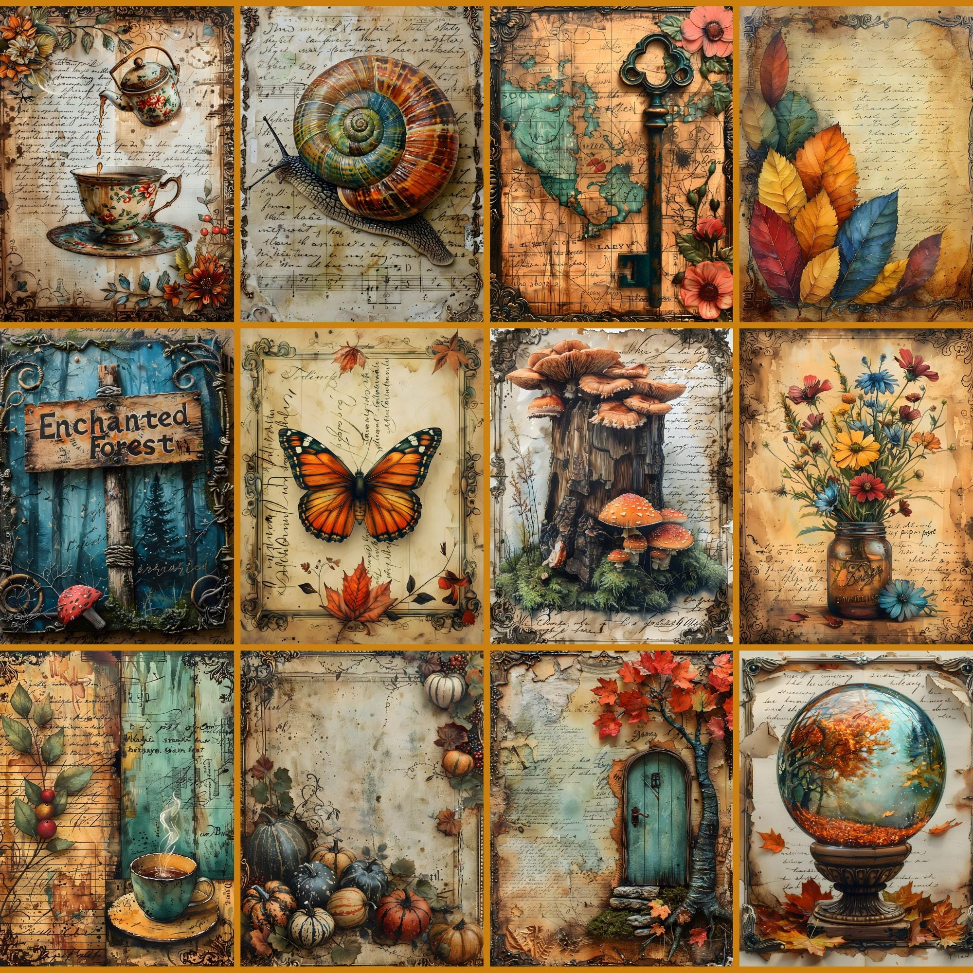 Autumn Fairy Tale Junk Journal Pages: Printable Collage Sheet (JPG ...